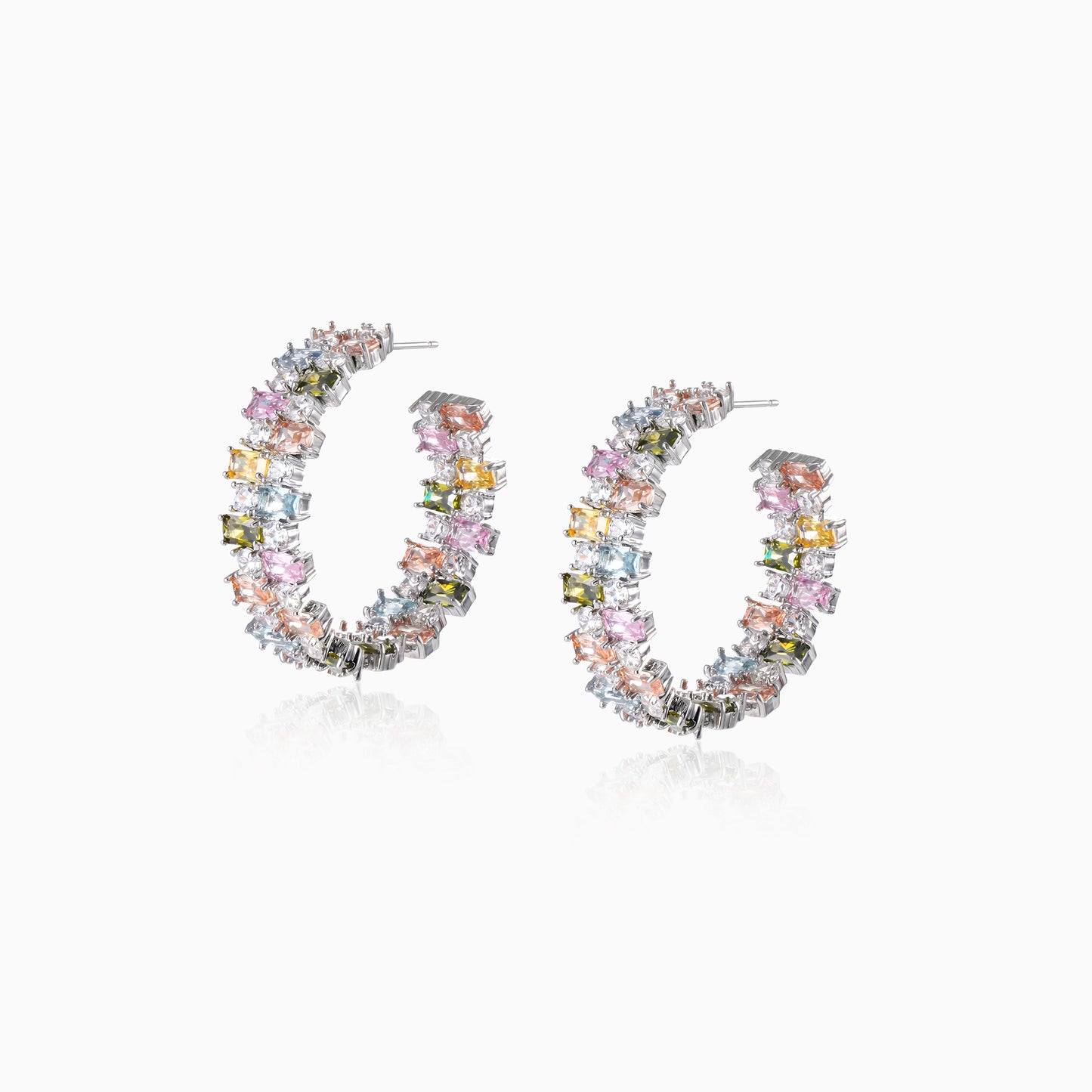 Multicolor Block Split Hoop Earrings