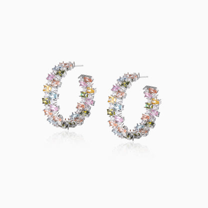 Multicolor Block Split Hoop Earrings
