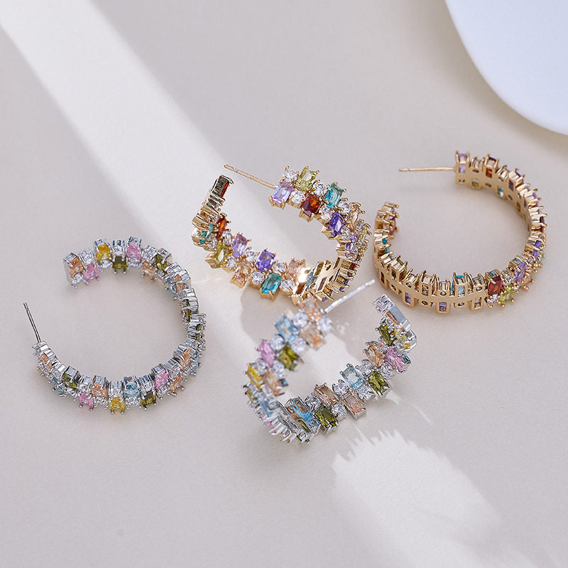 Multicolor Block Split Hoop Earrings
