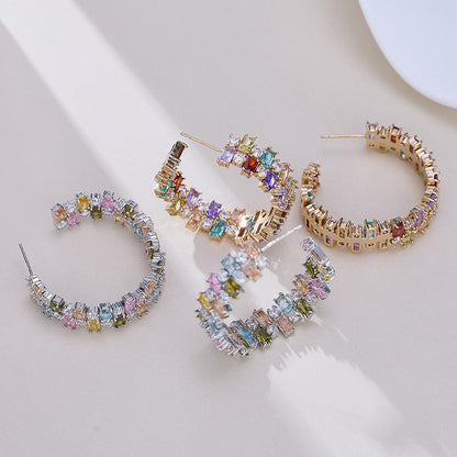 Multicolor Block Split Hoop Earrings