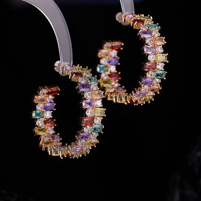 Multicolor Block Split Hoop Earrings
