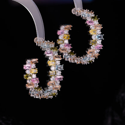Multicolor Block Split Hoop Earrings