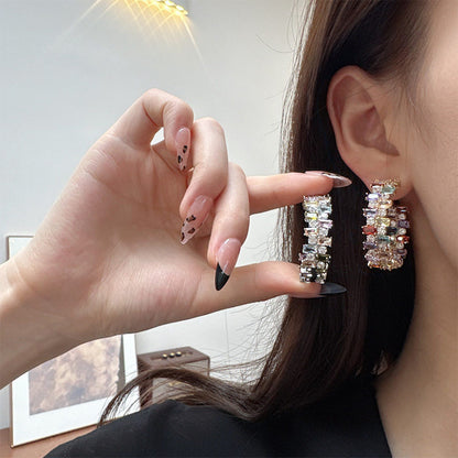 Multicolor Block Split Hoop Earrings
