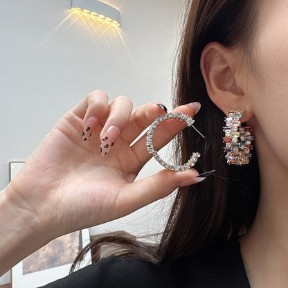 Multicolor Block Split Hoop Earrings