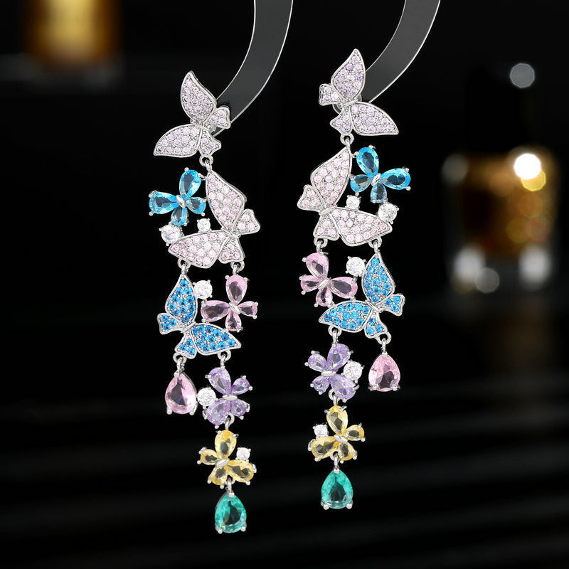 Layered Butterfly Dangle Earrings