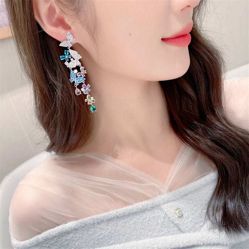 Layered Butterfly Dangle Earrings