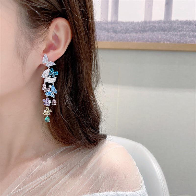 Layered Butterfly Dangle Earrings