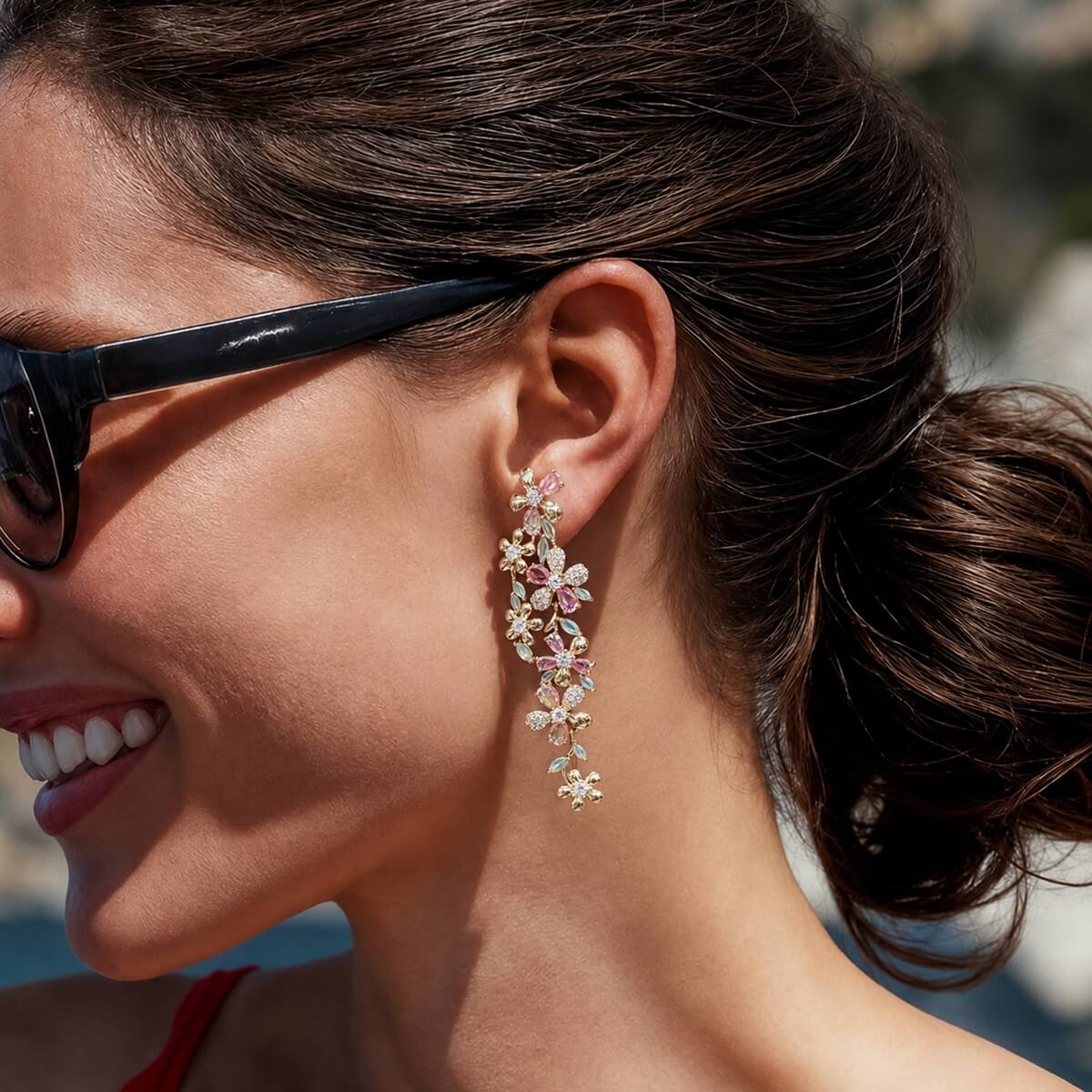 Golden Blossom Dangle Earrings