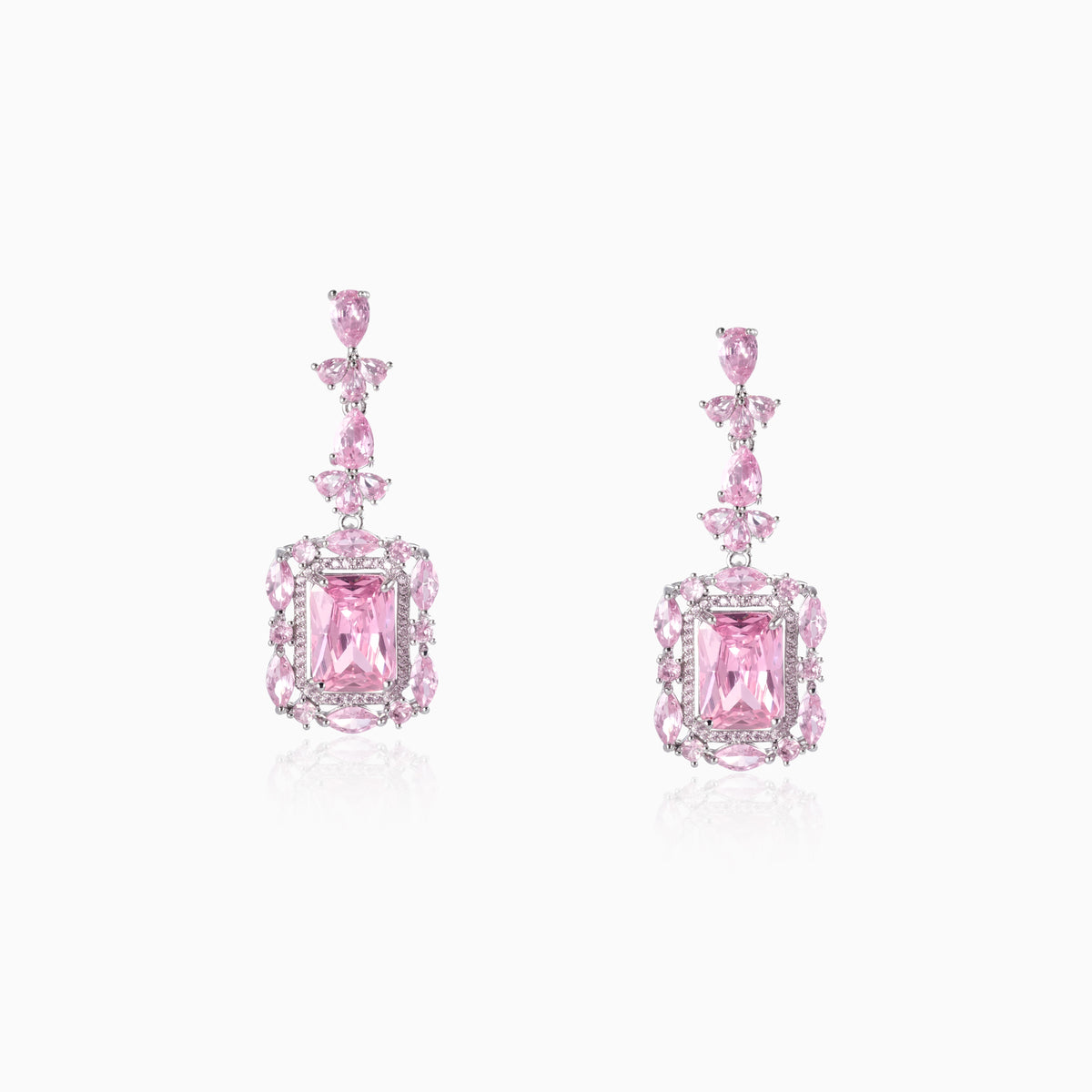 Pink Cushion Drop Earrings