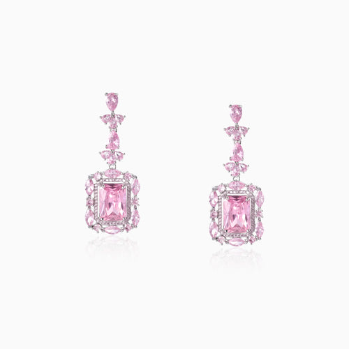 Pink Cushion Drop Earrings