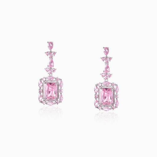 Pink Cushion Drop Earrings