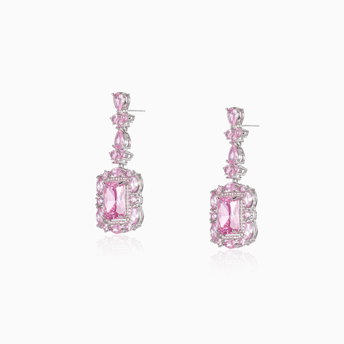 Pink Cushion Drop Earrings