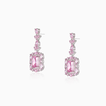 Pink Cushion Drop Earrings