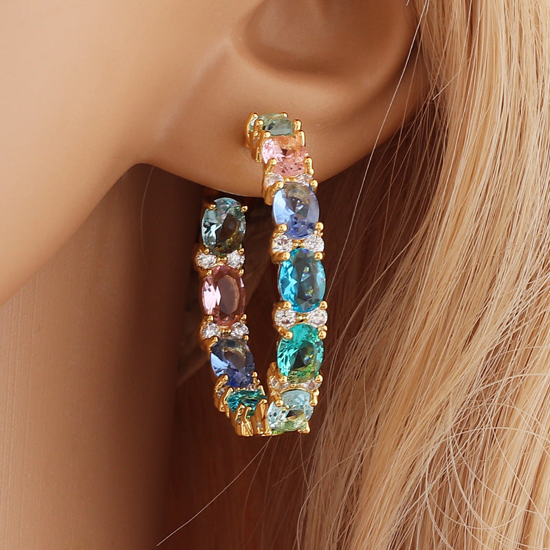 Multi-color Split C-Hoop Earrings