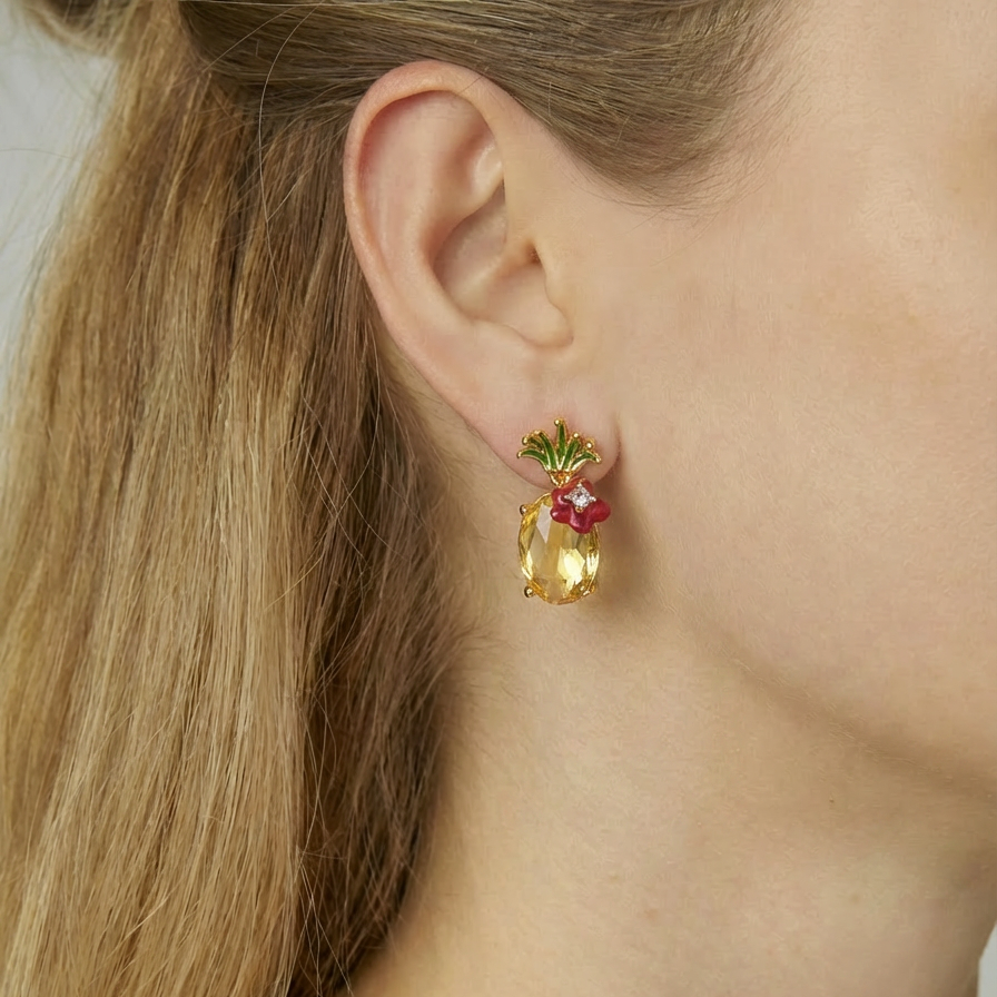 Juicy Pineapple Charm Earrings