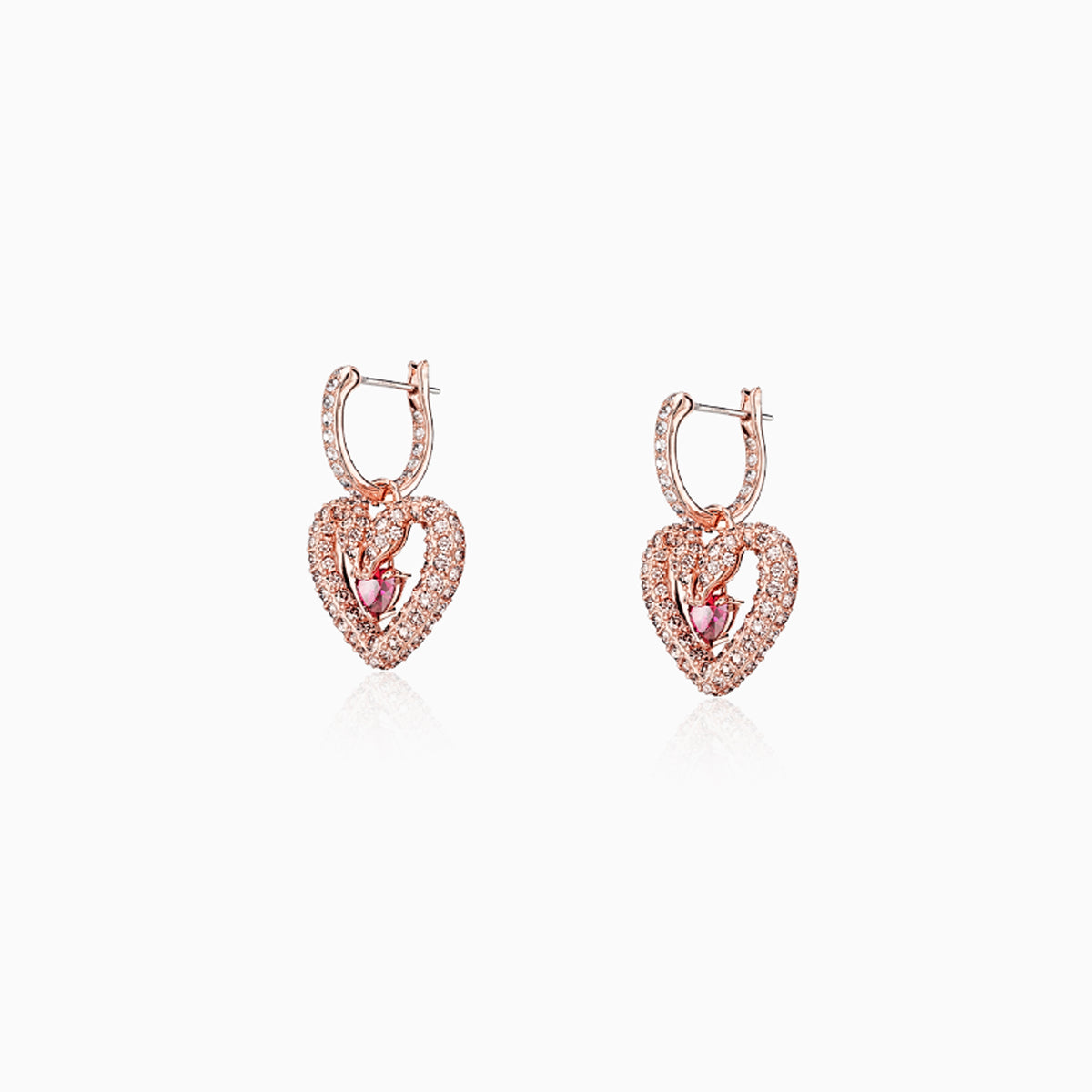 Sparking Heart Hoop Earrings