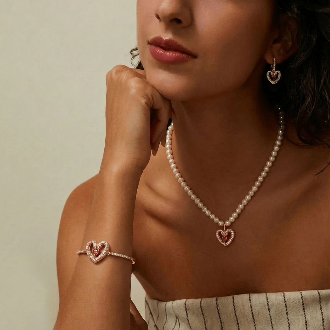 Sparking Heart Hoop Earrings