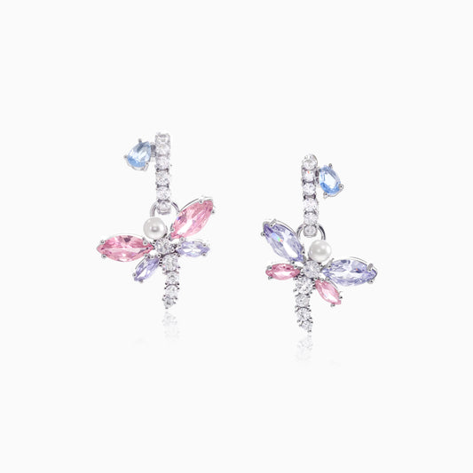 Pastel Dragonfly Hoops Earrings