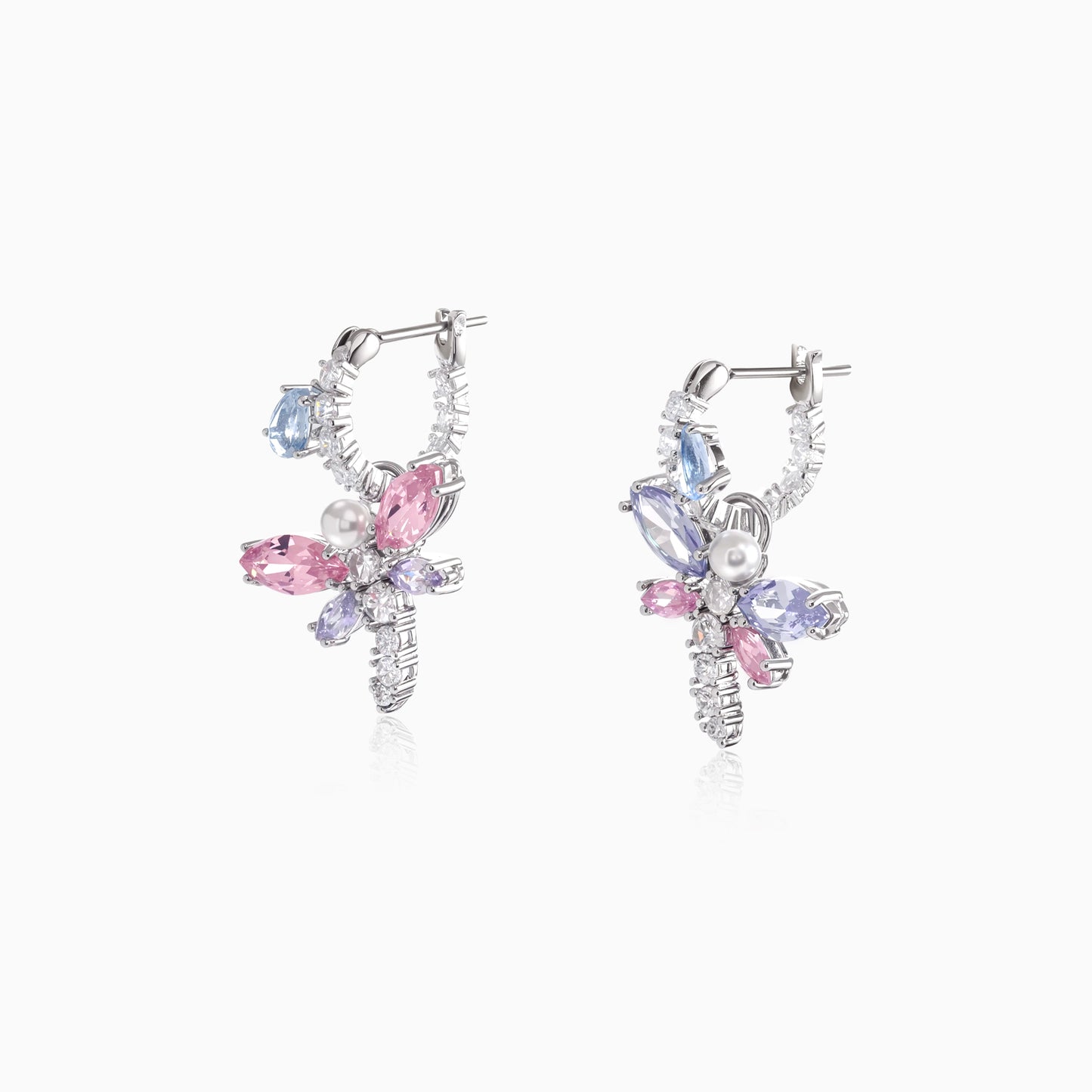 Pastel Dragonfly Hoops Earrings