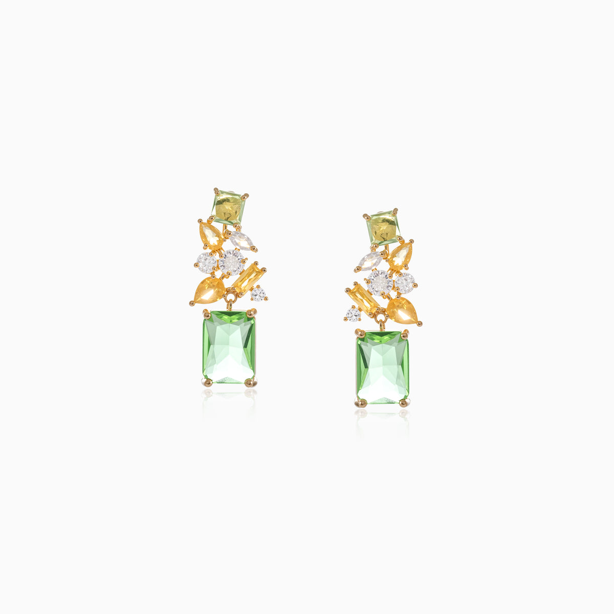 Emerald Collage Drop Earrings