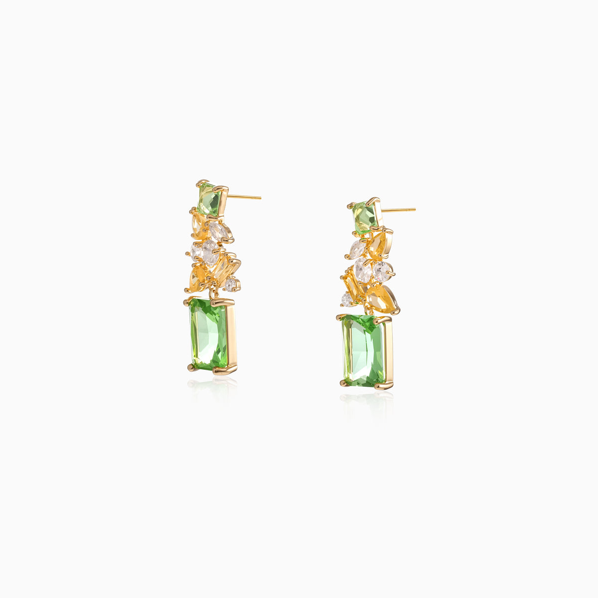 Emerald Collage Drop Earrings