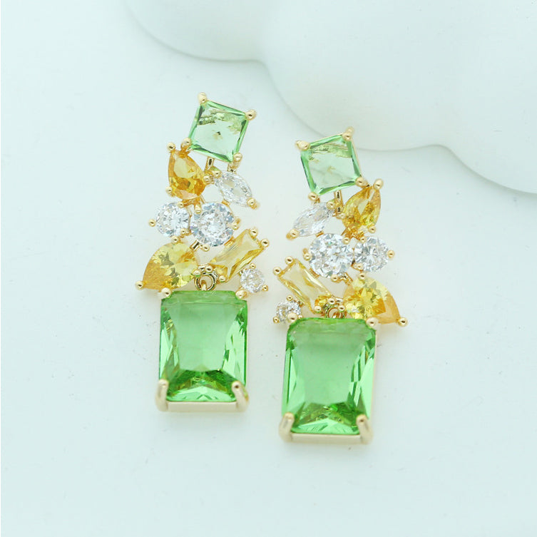 Emerald Collage Drop Earrings