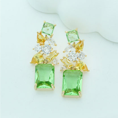 Emerald Collage Drop Earrings