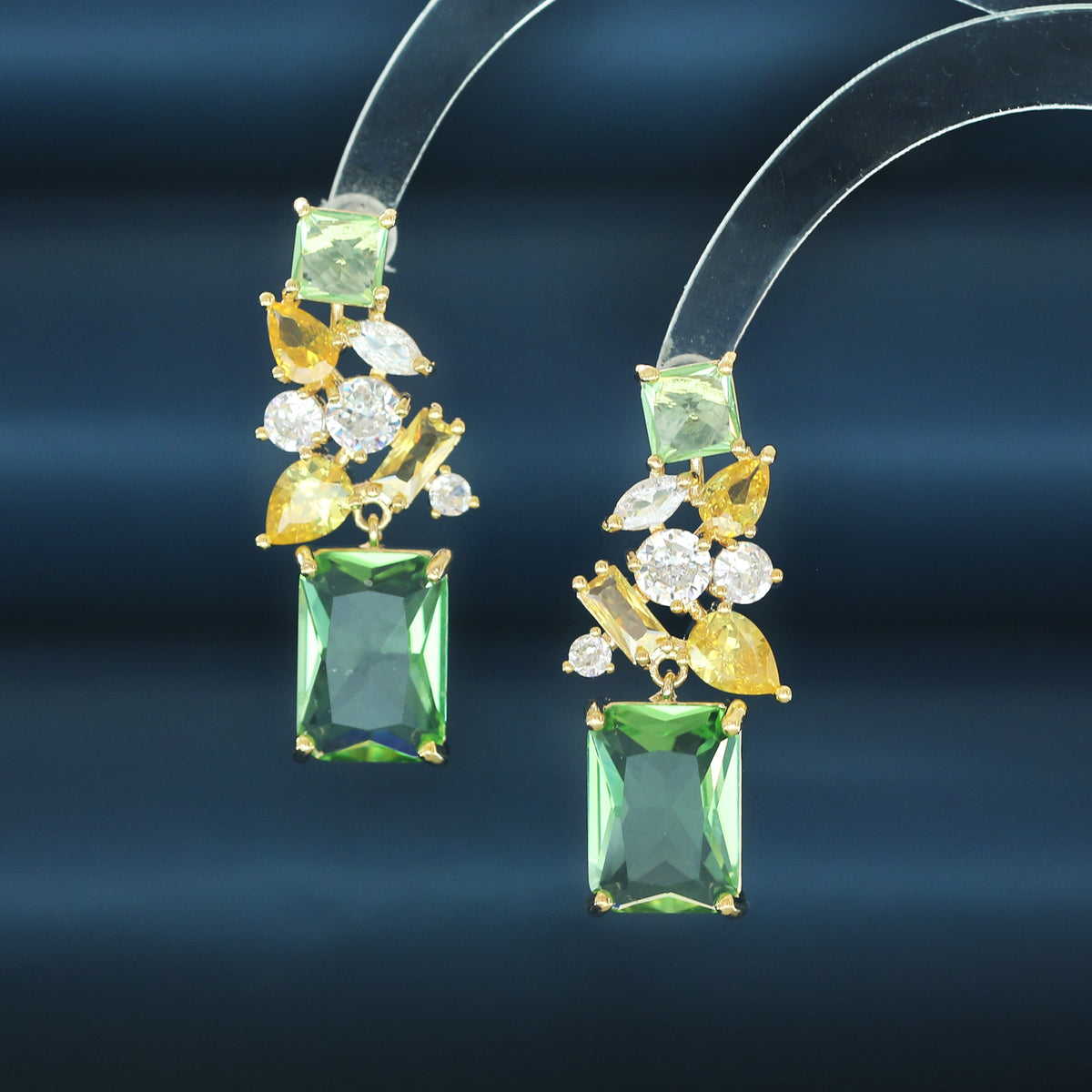 Emerald Collage Drop Earrings