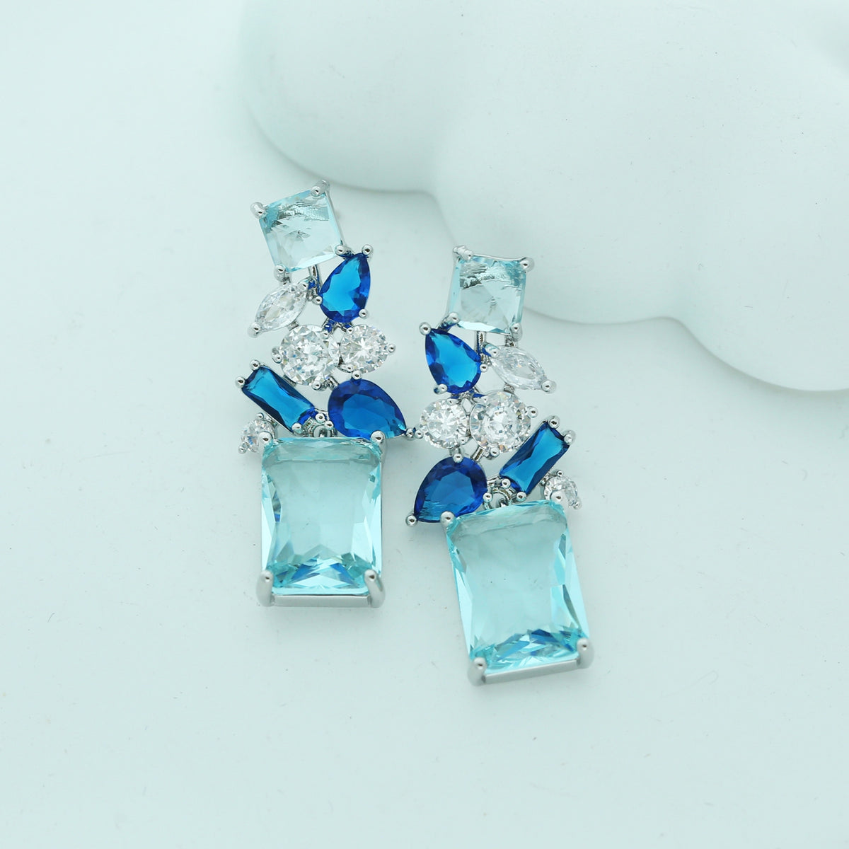 Emerald Collage Drop Earrings