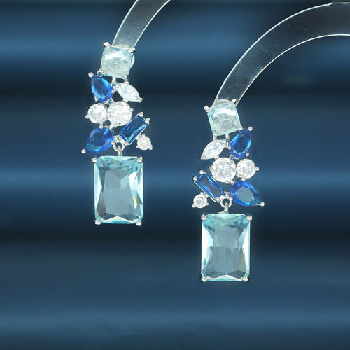 Emerald Collage Drop Earrings-Blue