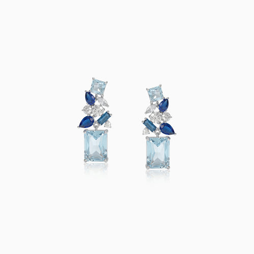 Emerald Collage Drop Earrings-Blue
