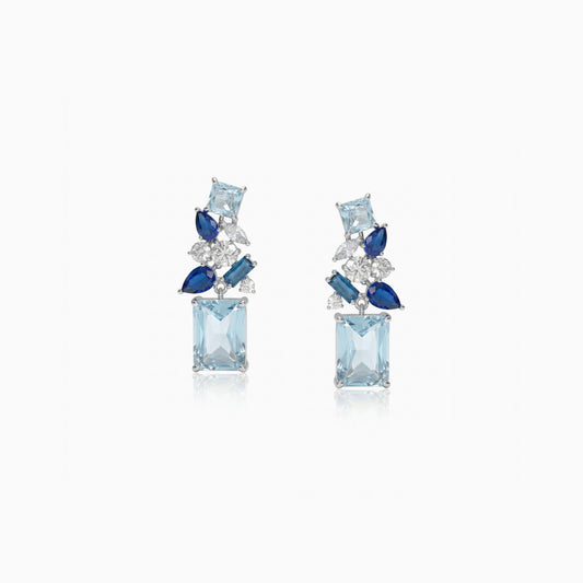 Emerald Collage Drop Earrings-Blue