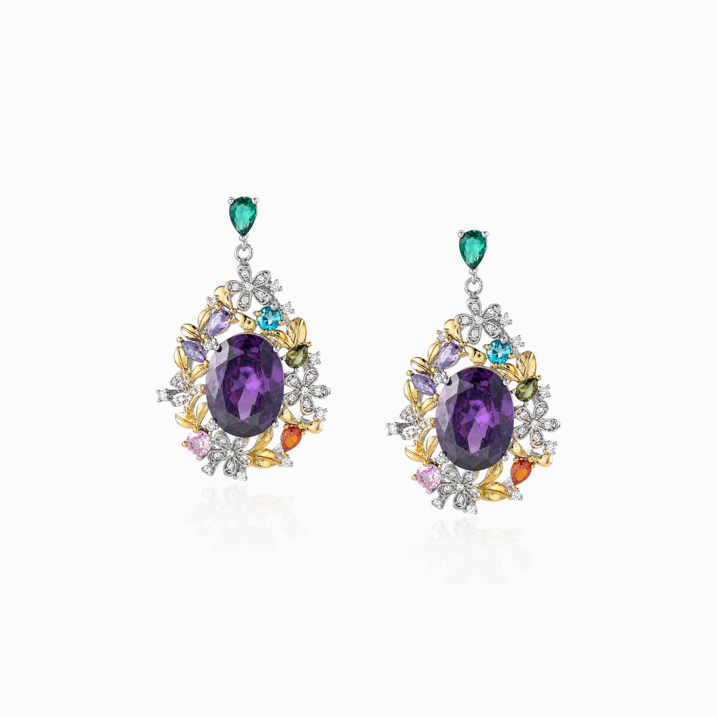 Violet Floral Bloom Earrings