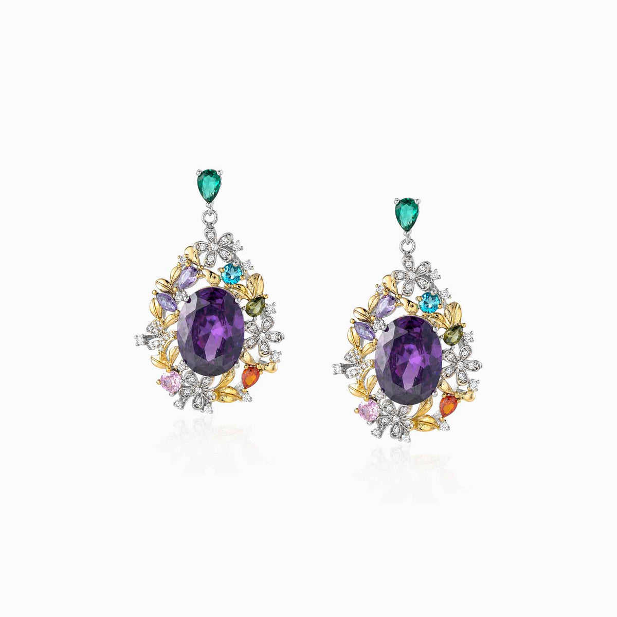 Violet Floral Bloom Earrings
