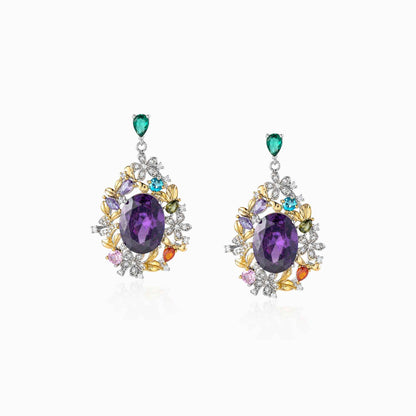Violet Floral Bloom Earrings