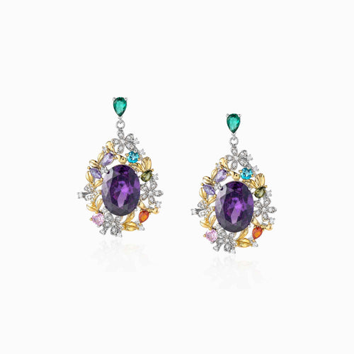 Violet Floral Bloom Earrings