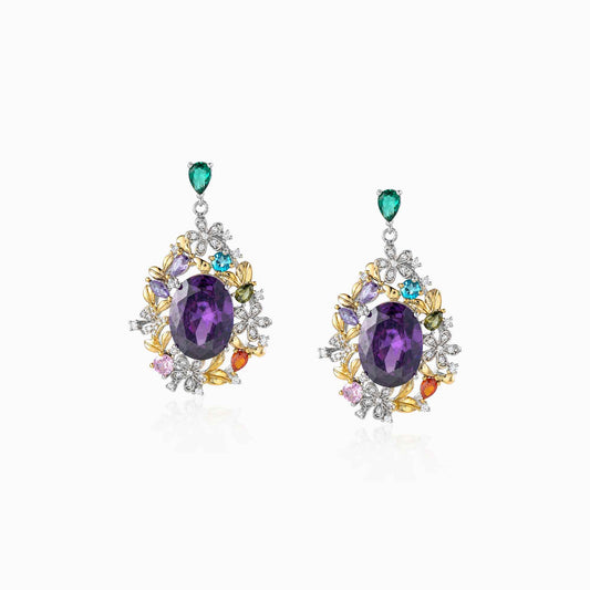 Violet Floral Bloom Earrings