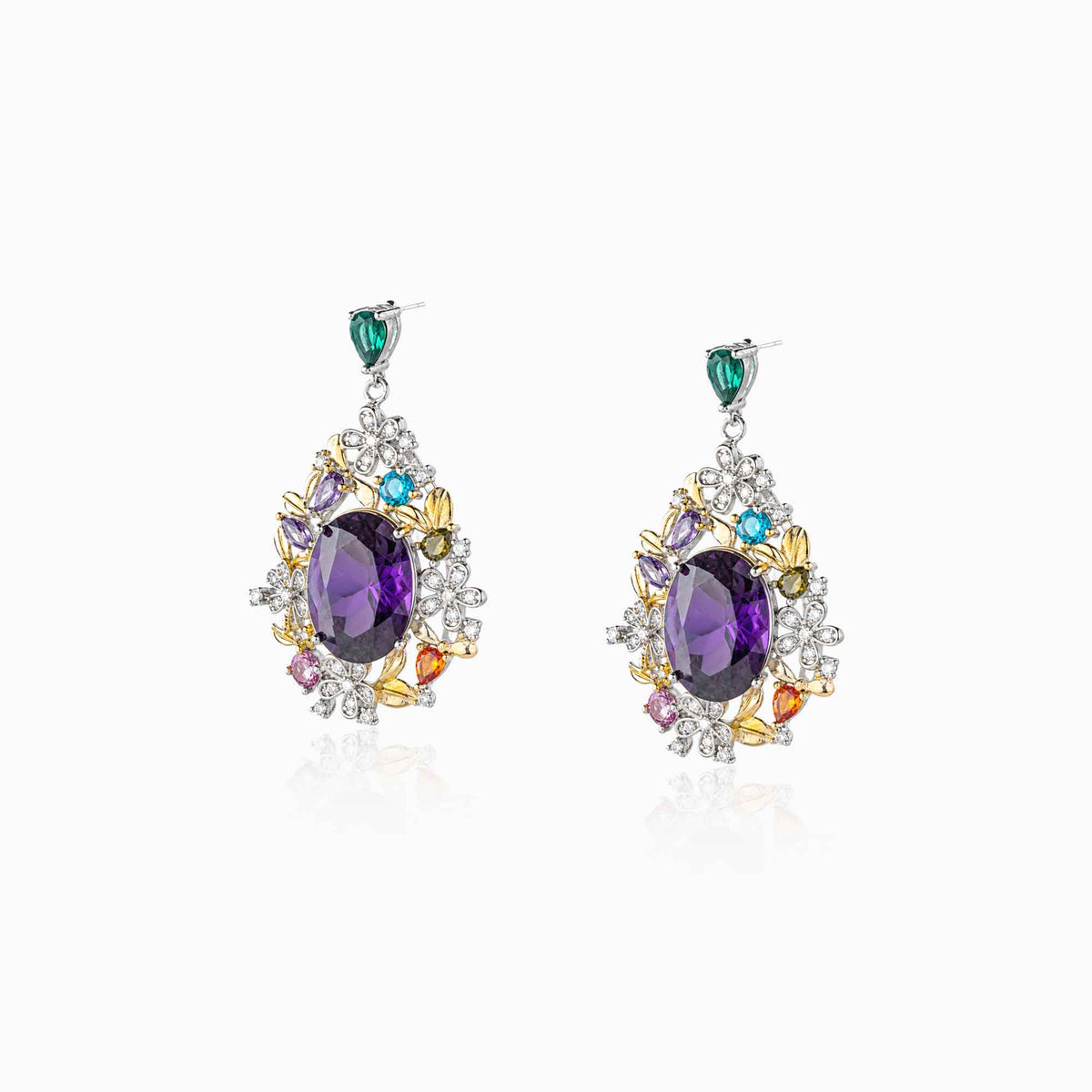 Violet Floral Bloom Earrings