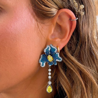 Blue Orchid Drop Earrings