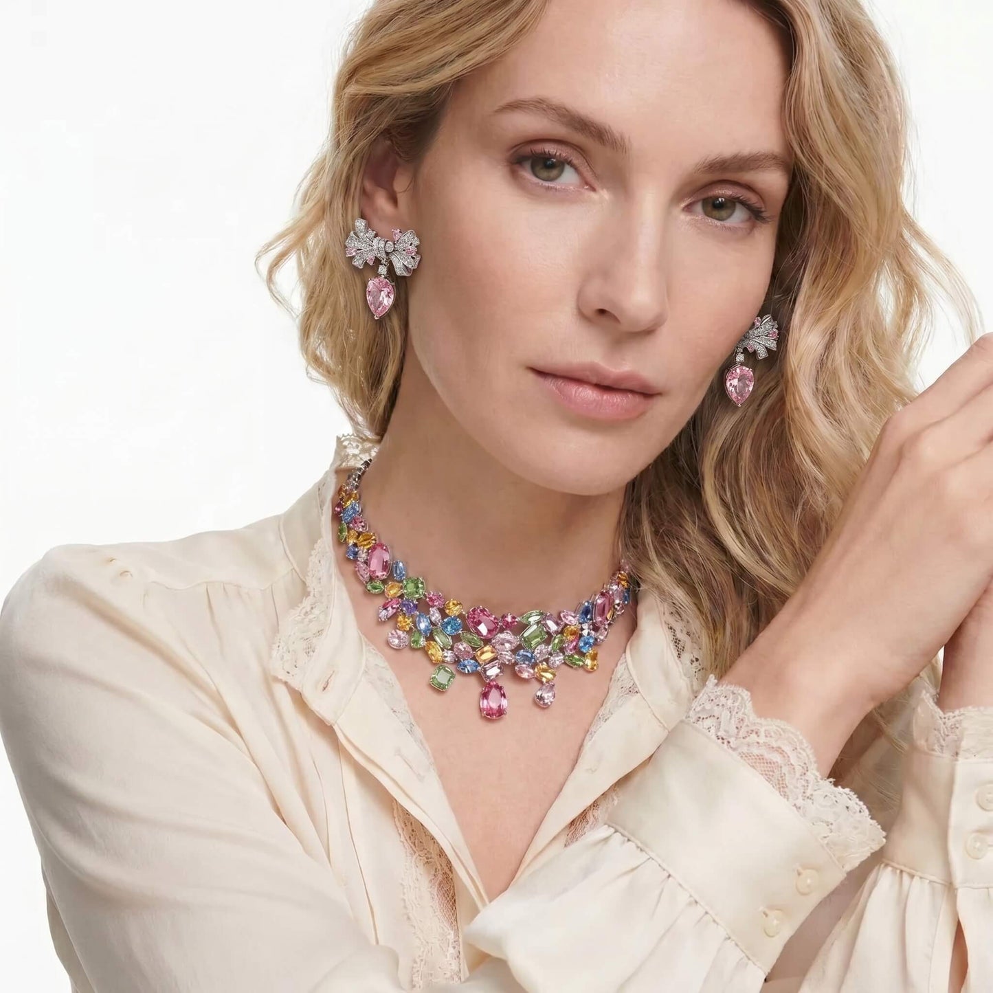 Pink Bow Teardrop Earrings