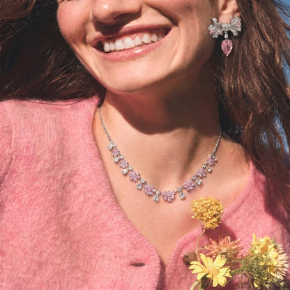 Pink Bow Teardrop Earrings