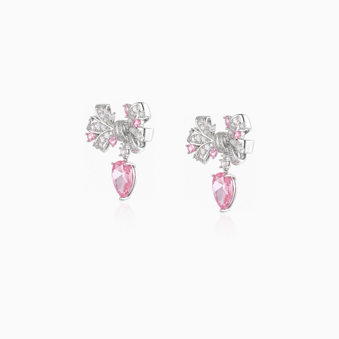 Pink Bow Teardrop Earrings