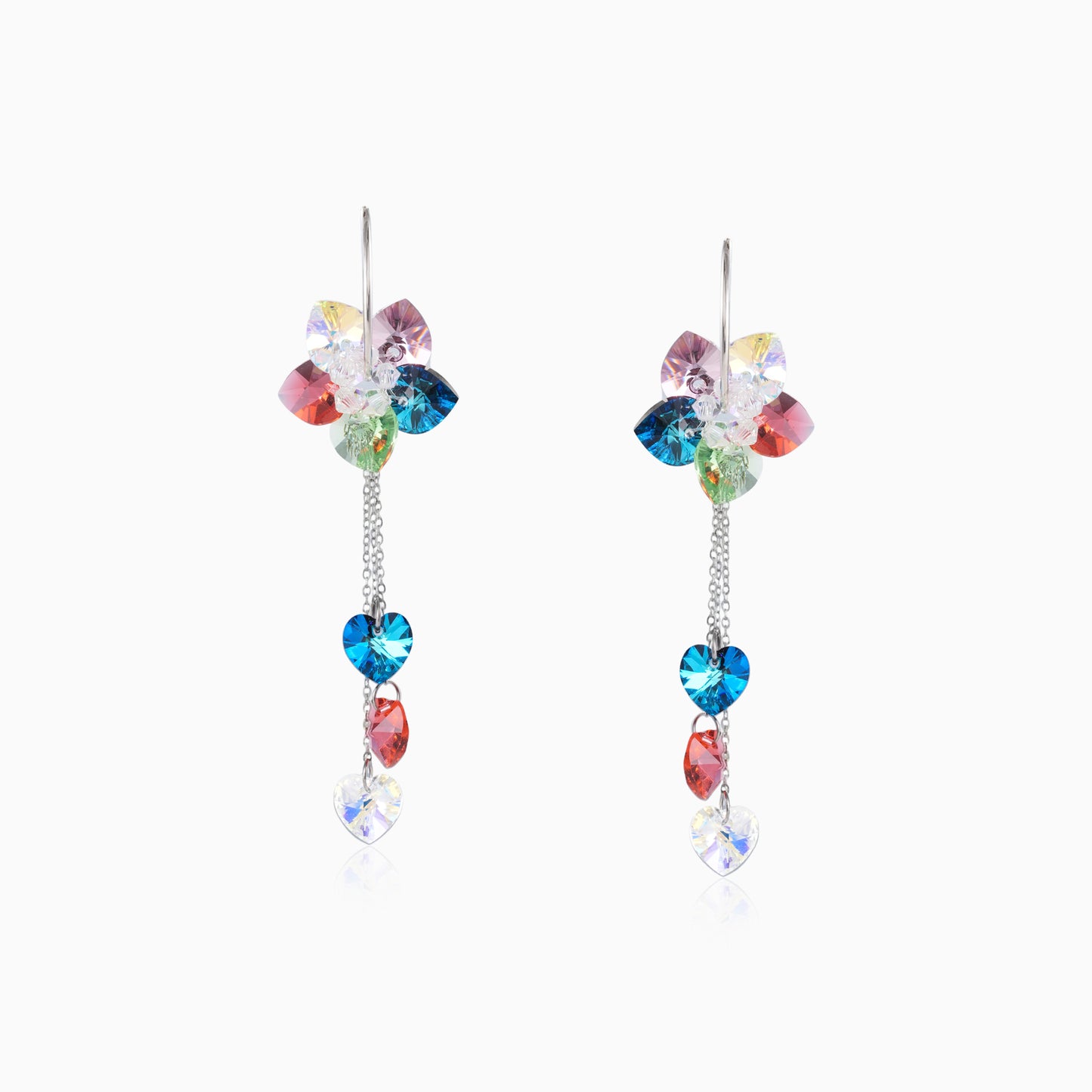 Color Flower Crystal Hoop Earrings