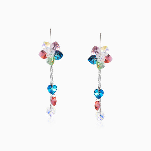 Color Flower Crystal Hoop Earrings