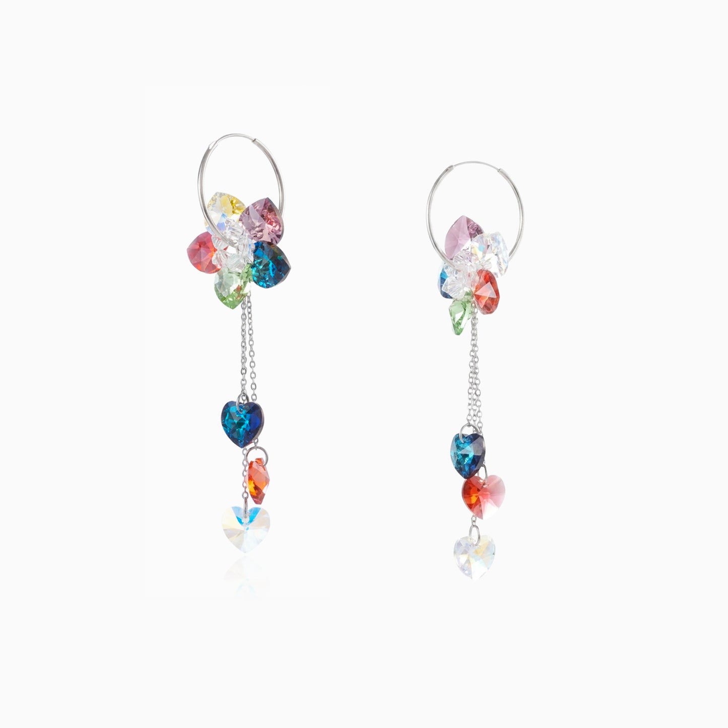 Color Flower Crystal Hoop Earrings