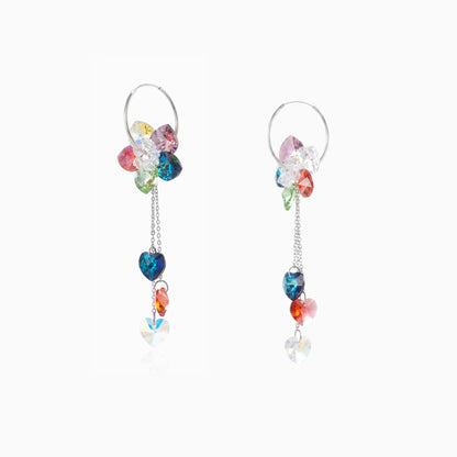Color Flower Crystal Hoop Earrings