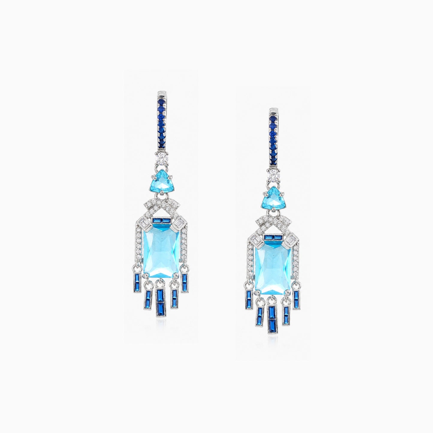 Blue Tide Deco Fringe Earrings
