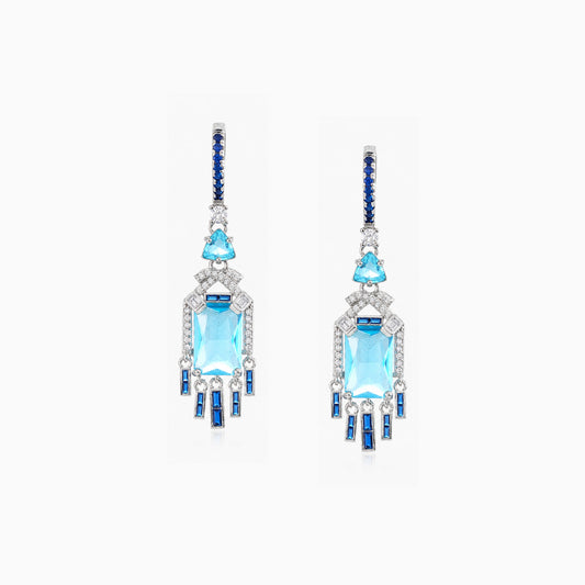 Blue Tide Deco Fringe Earrings