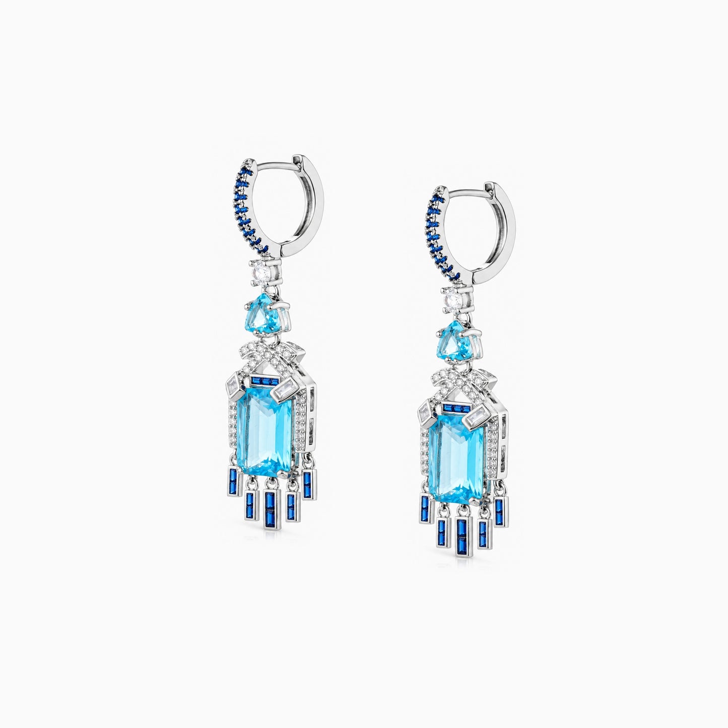 Blue Tide Deco Fringe Earrings