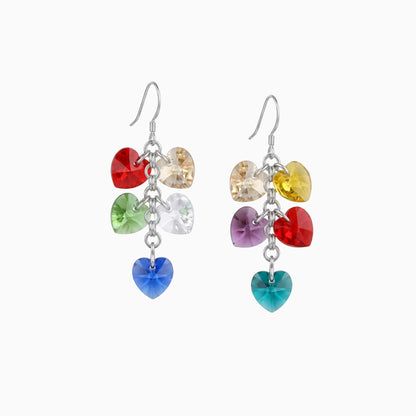 Color Heart Crystal Earrings